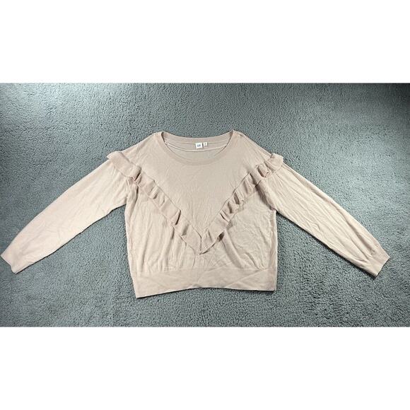 Gap Sweater Women 2XL Merino Wool Boat Neck‎ Ruffle Cottagecore Peasant Casual - Picture 1 of 9